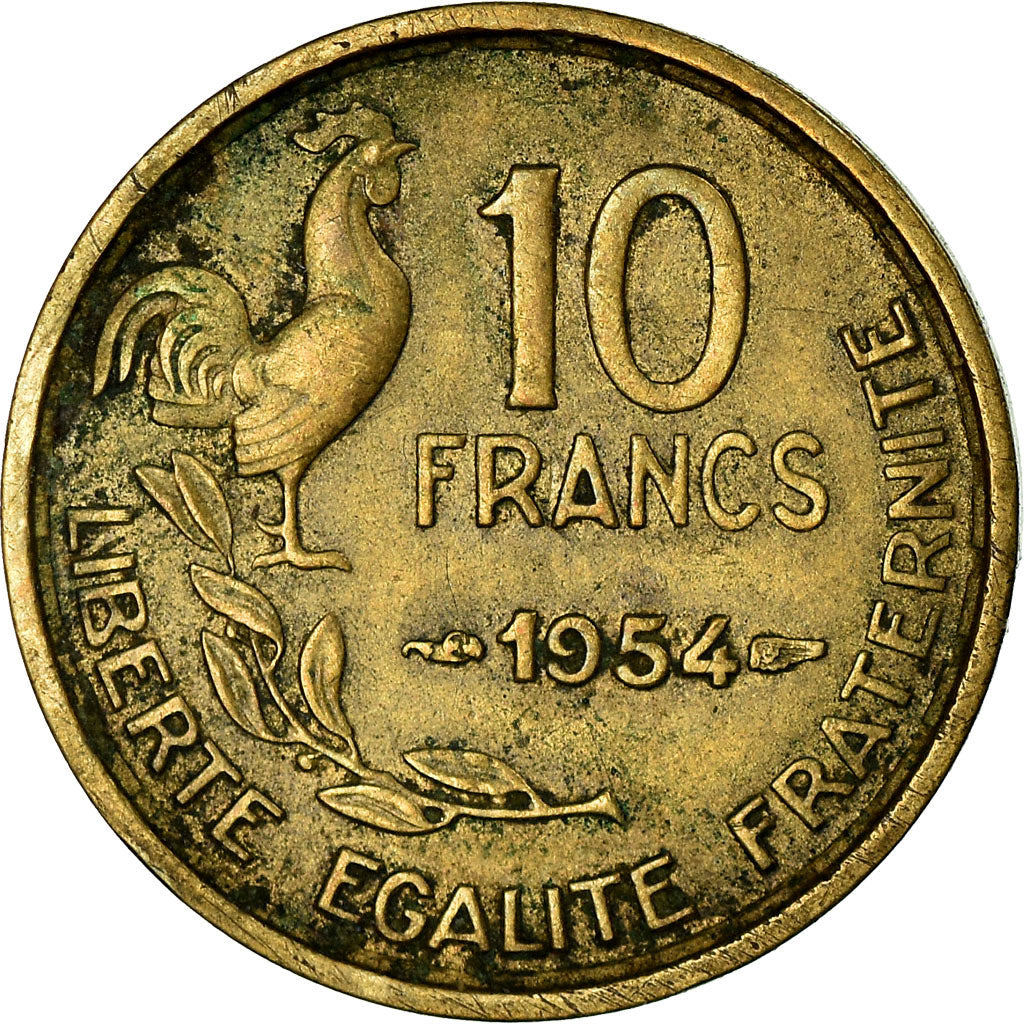 Munten, Frankrijk, Guiraud, 10 Francs, 1954, Paris, ZF, Aluminum-Bronze