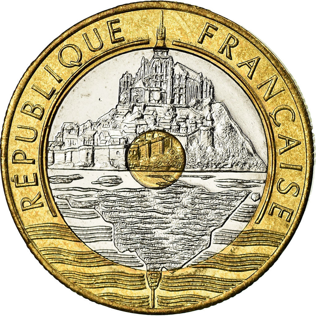 Moneta, Francia, Mont Saint Michel, 20 Francs, 1998, Paris, SPL+, Tri-metallico