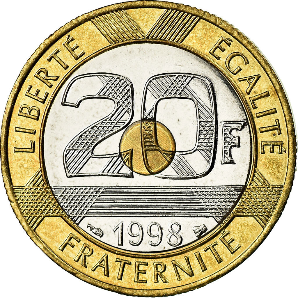 Moneta, Francia, Mont Saint Michel, 20 Francs, 1998, Paris, SPL+, Tri-metallico