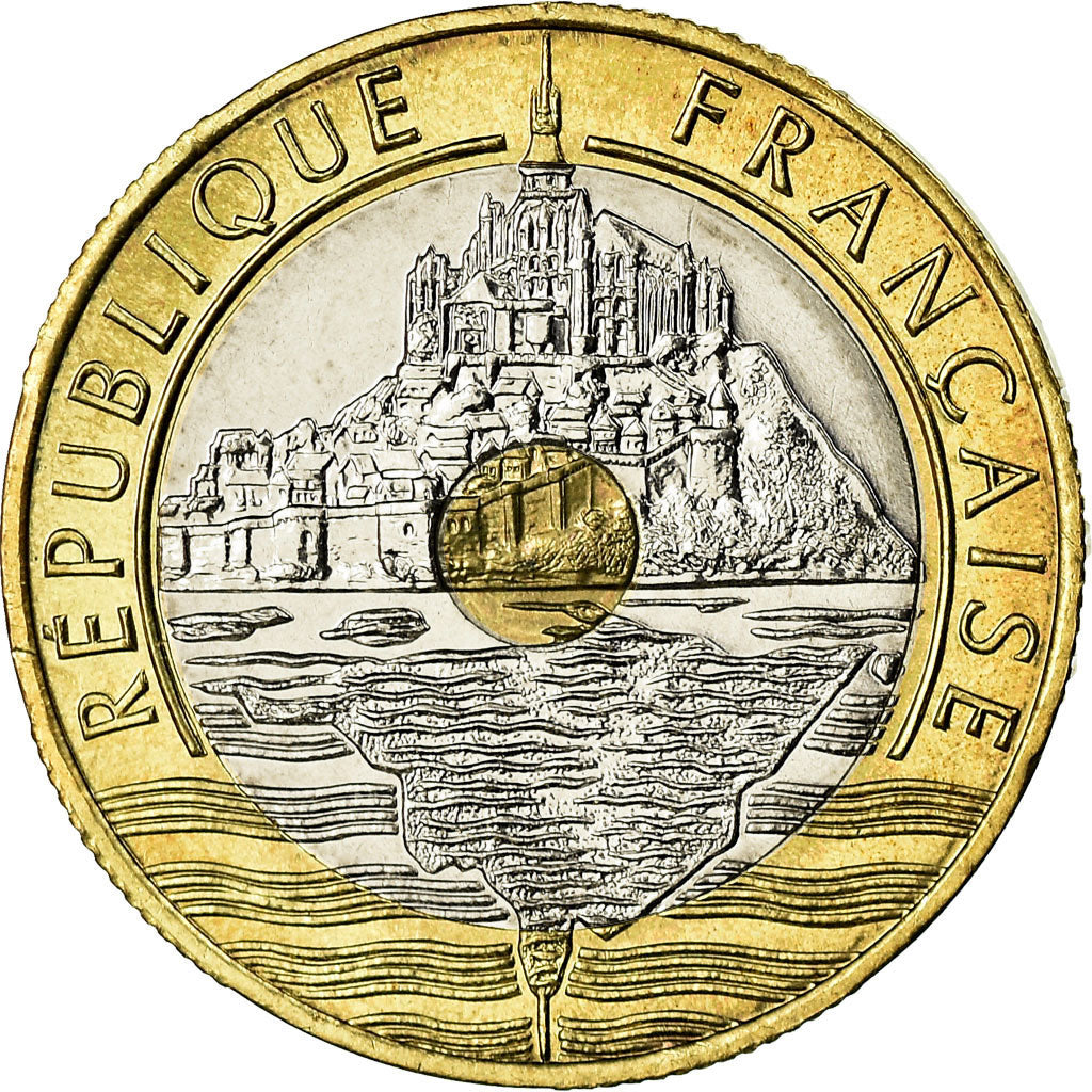 Moneta, Francia, Mont Saint Michel, 20 Francs, 2000, Pessac, SPL, Tri-metallico