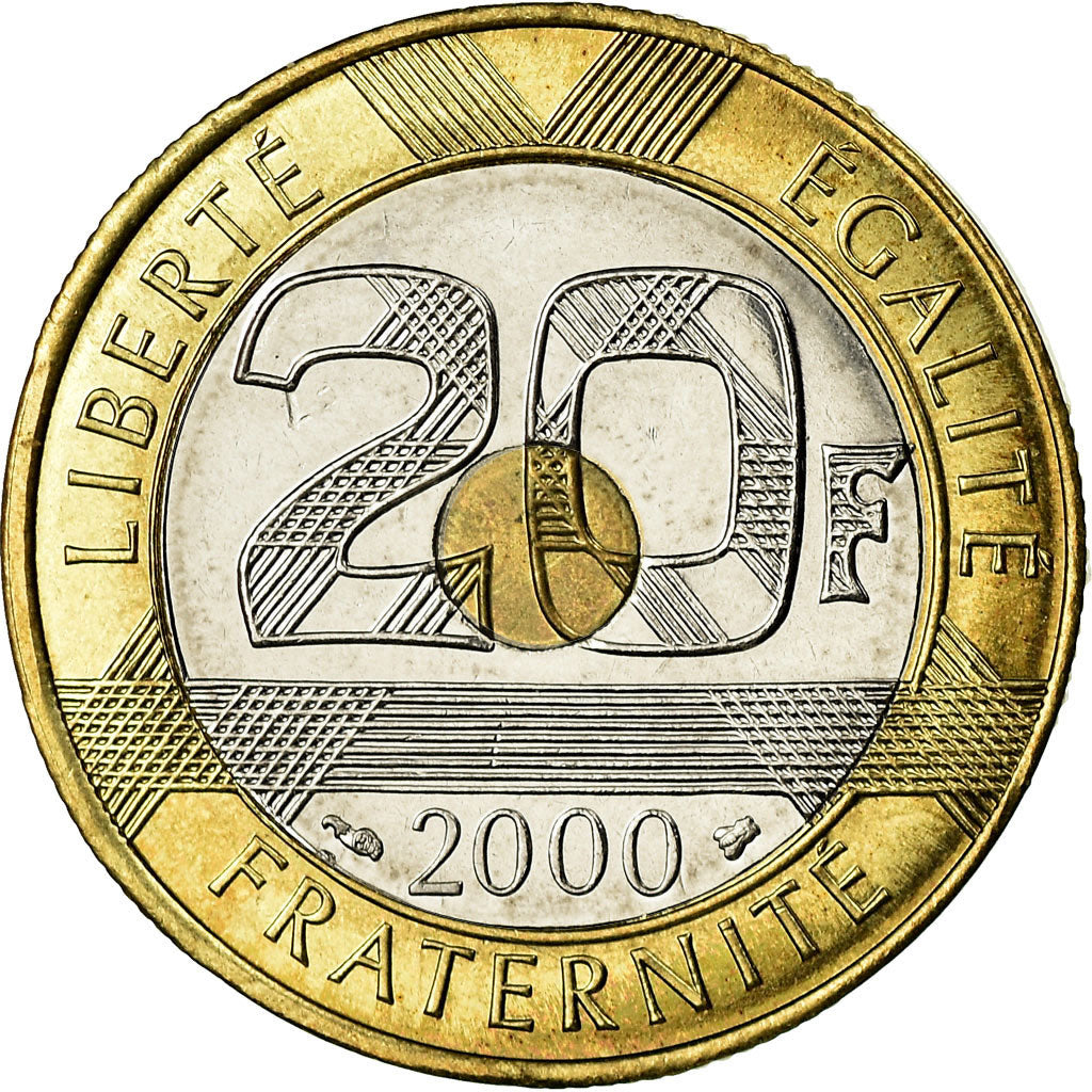 Moneta, Francia, Mont Saint Michel, 20 Francs, 2000, Pessac, SPL, Tri-metallico