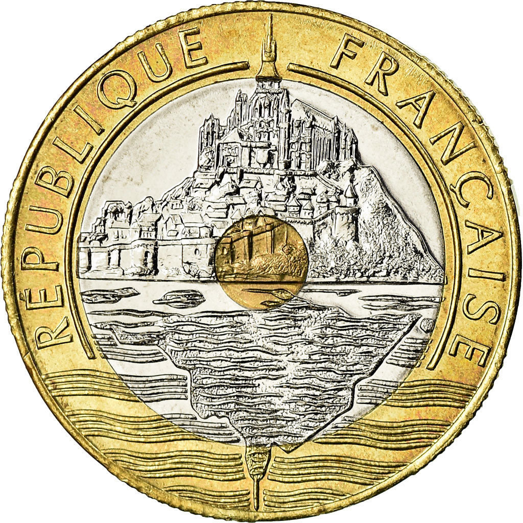 Coin, France, Mont Saint Michel, 20 Francs, 2001, Paris, MS(64), Tri-Metallic