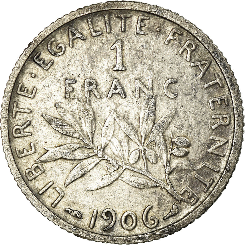 Coin, France, Semeuse, Franc, 1906, Paris, AU(50-53), Silver, KM:844.1