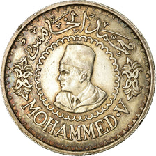 Coin, Morocco, Mohammed V, 500 Francs, 1956, Paris, AU(55-58), Silver, KM:54