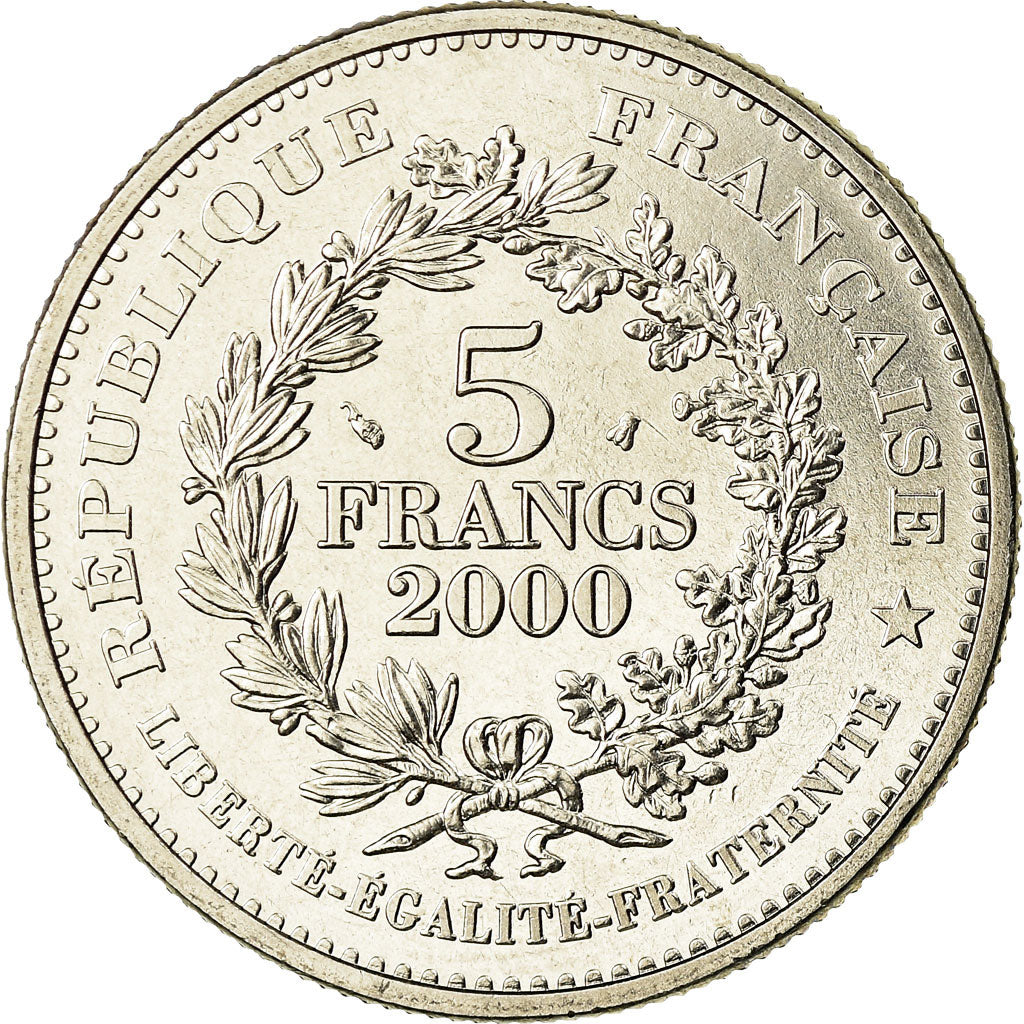 Coin, France, Denier de Charlemagne, 5 Francs, 2000, Paris, MS(64)