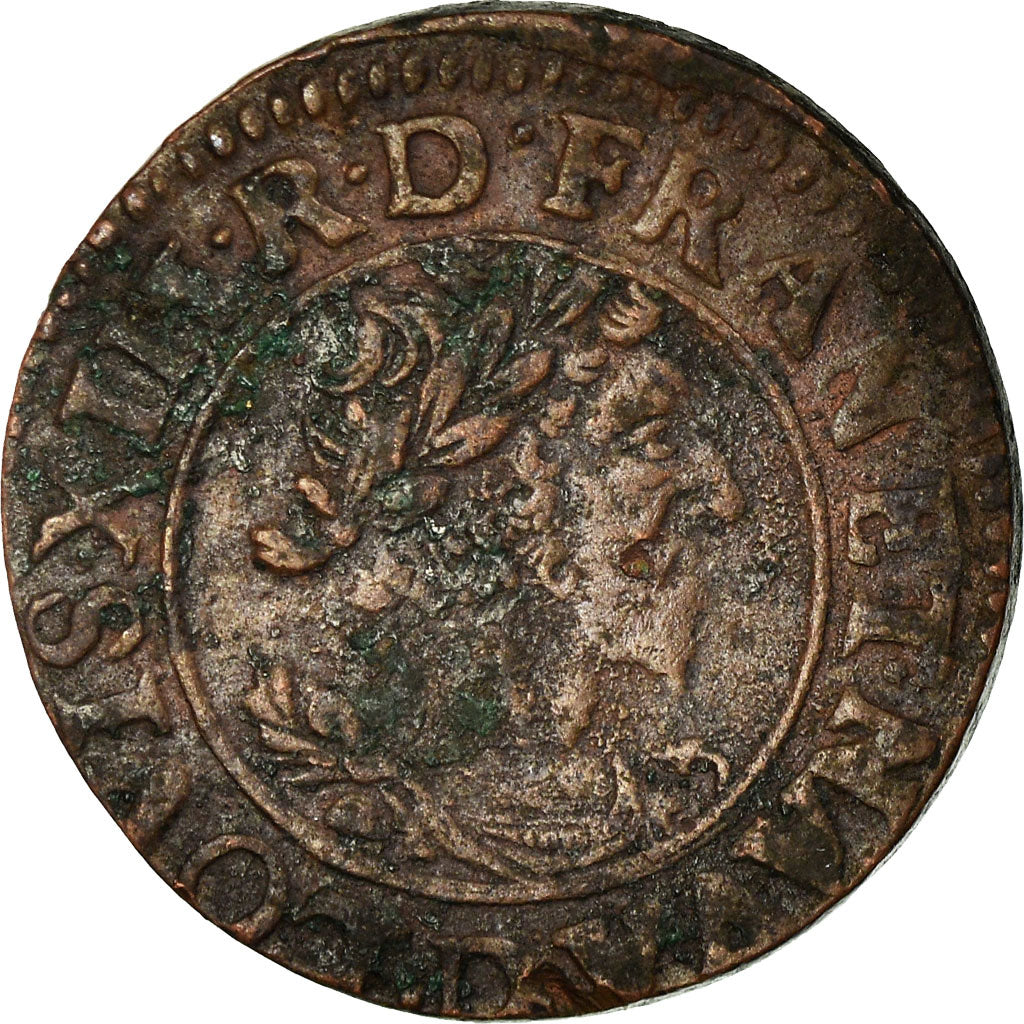 Münze, Frankreich, Louis XIII, Double tournois, buste laurée et drapé, Double
