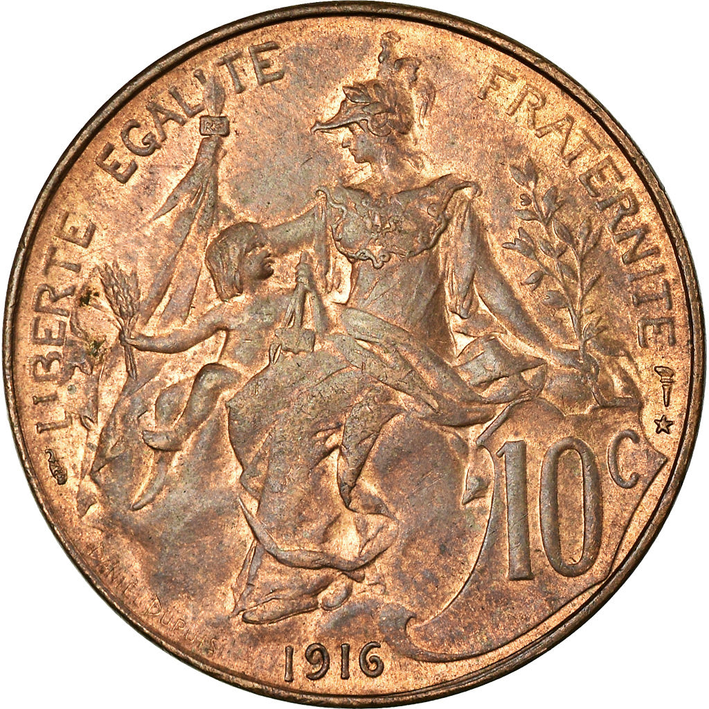 Coin, France, Dupuis, 10 Centimes, 1916, Paris, MS(60-62), Bronze, KM:843