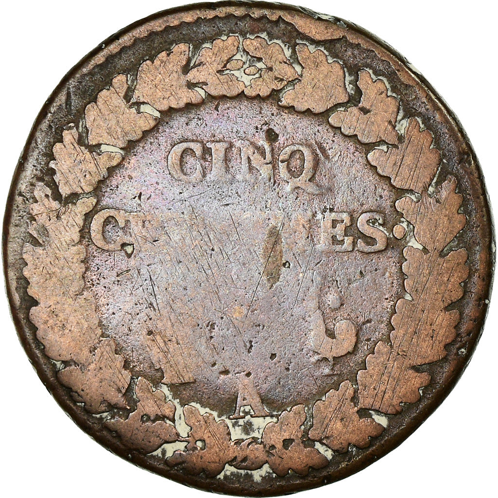 Coin, France, Dupré, 5 Centimes, AN 7, Paris, VF(20-25), Bronze, KM:640.1