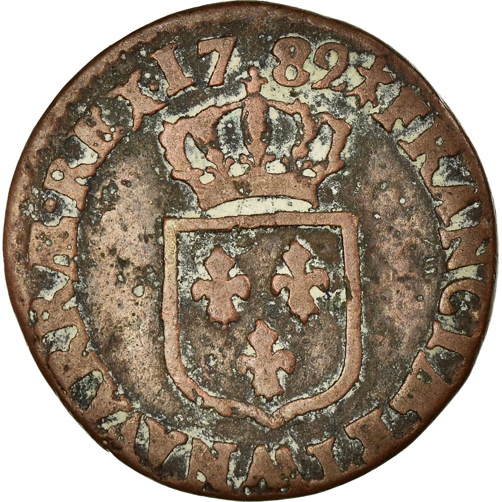 Moneta, Francja, Louis XVI, 1/2 Sol ou 1/2 sou, 1/2 Sol, 1789, Metz, VF(20-25)