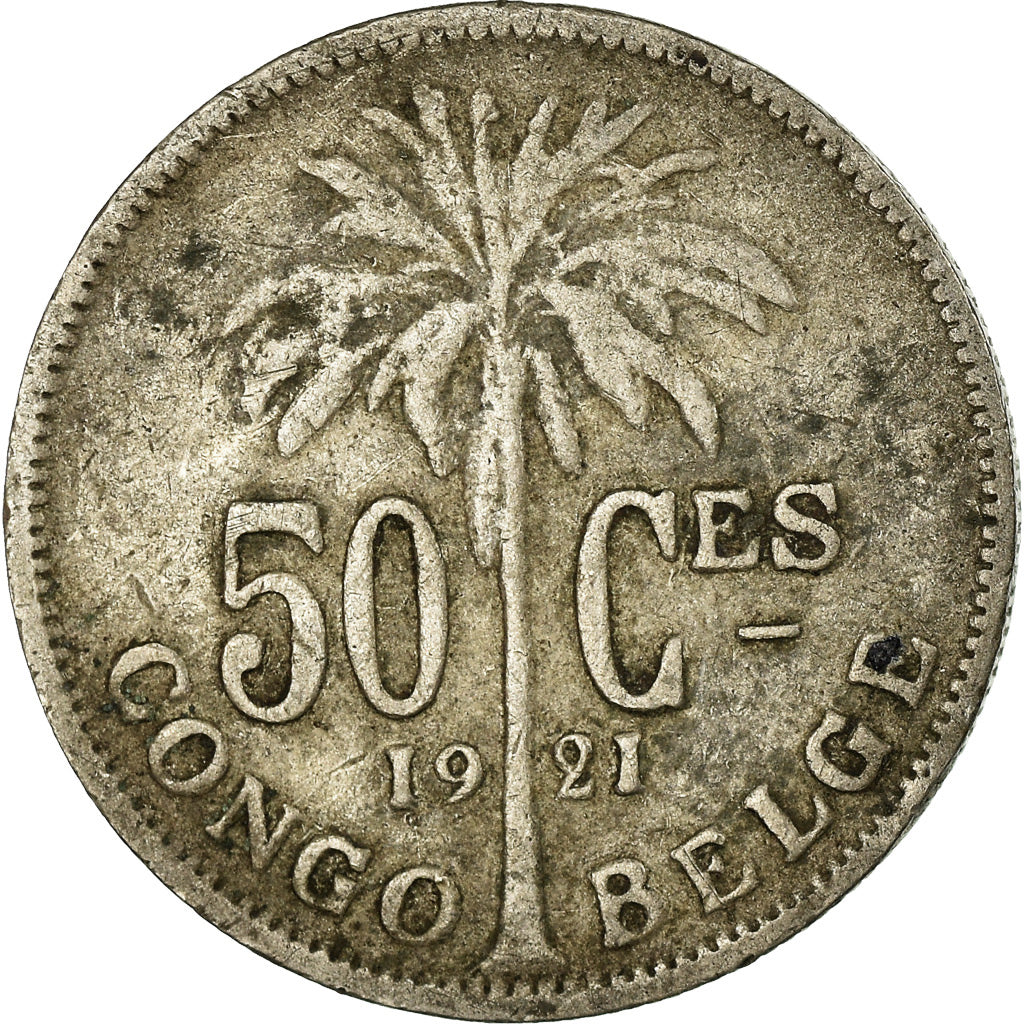 Coin, Belgian Congo, 50 Centimes, 1921, VF(30-35), Copper-nickel, KM:22