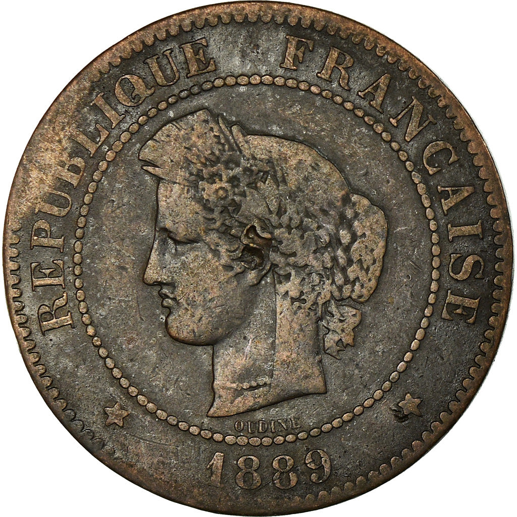 Coin, France, Cérès, 5 Centimes, 1889, Paris, VF(20-25), Bronze, KM:821.1