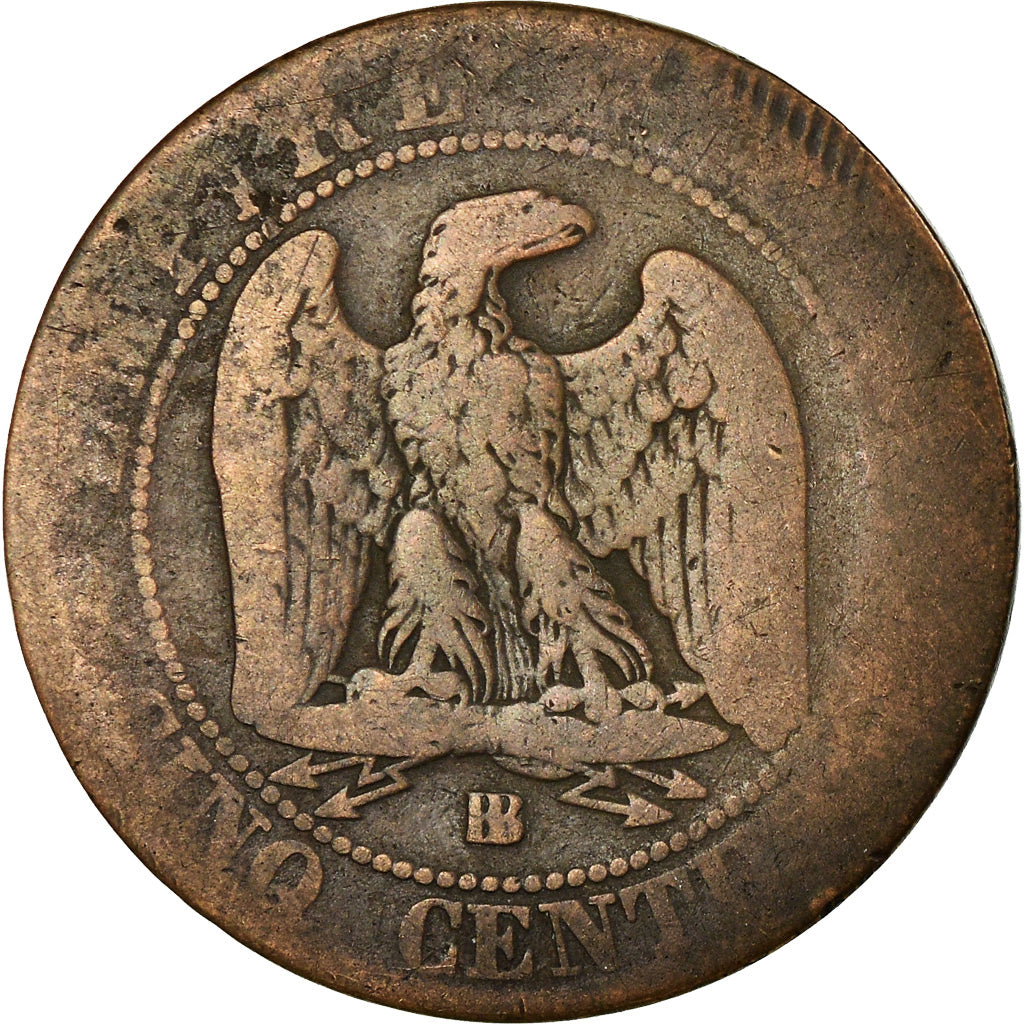 Moneta, Francia, Napoleon III, Napoléon III, 5 Centimes, 1864, Strasbourg, MB