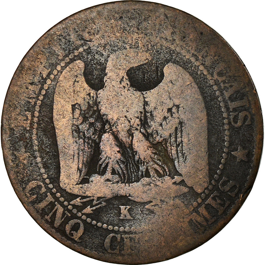 Moneta, Francia, Napoleon III, Napoléon III, 5 Centimes, 1855, Bordeaux, MB