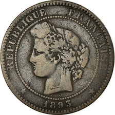 Monnaie, France, Cérès, 10 Centimes, 1893, Paris, TB+, Bronze, Gadoury:265a