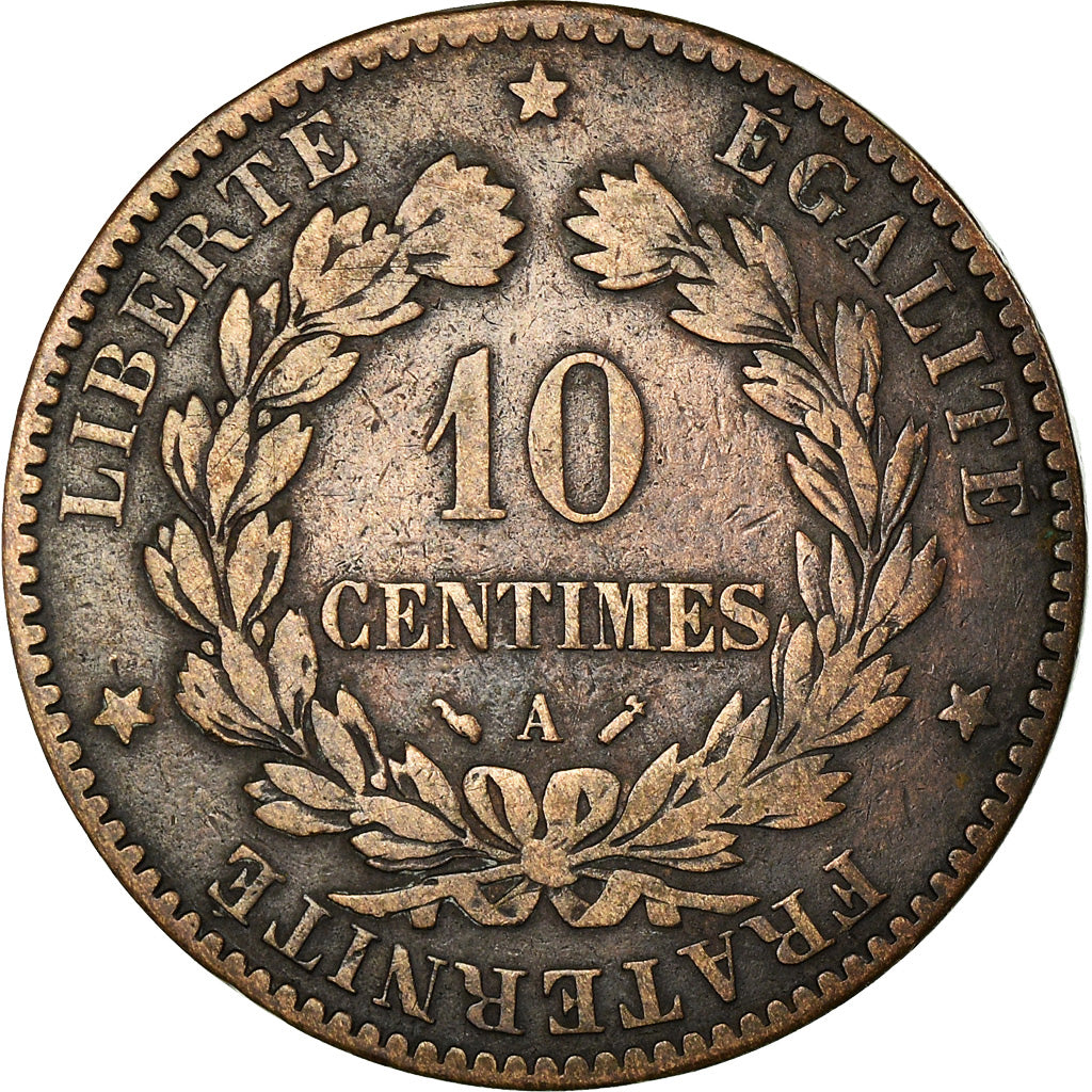 Monnaie, France, Cérès, 10 Centimes, 1893, Paris, TB+, Bronze, Gadoury:265a