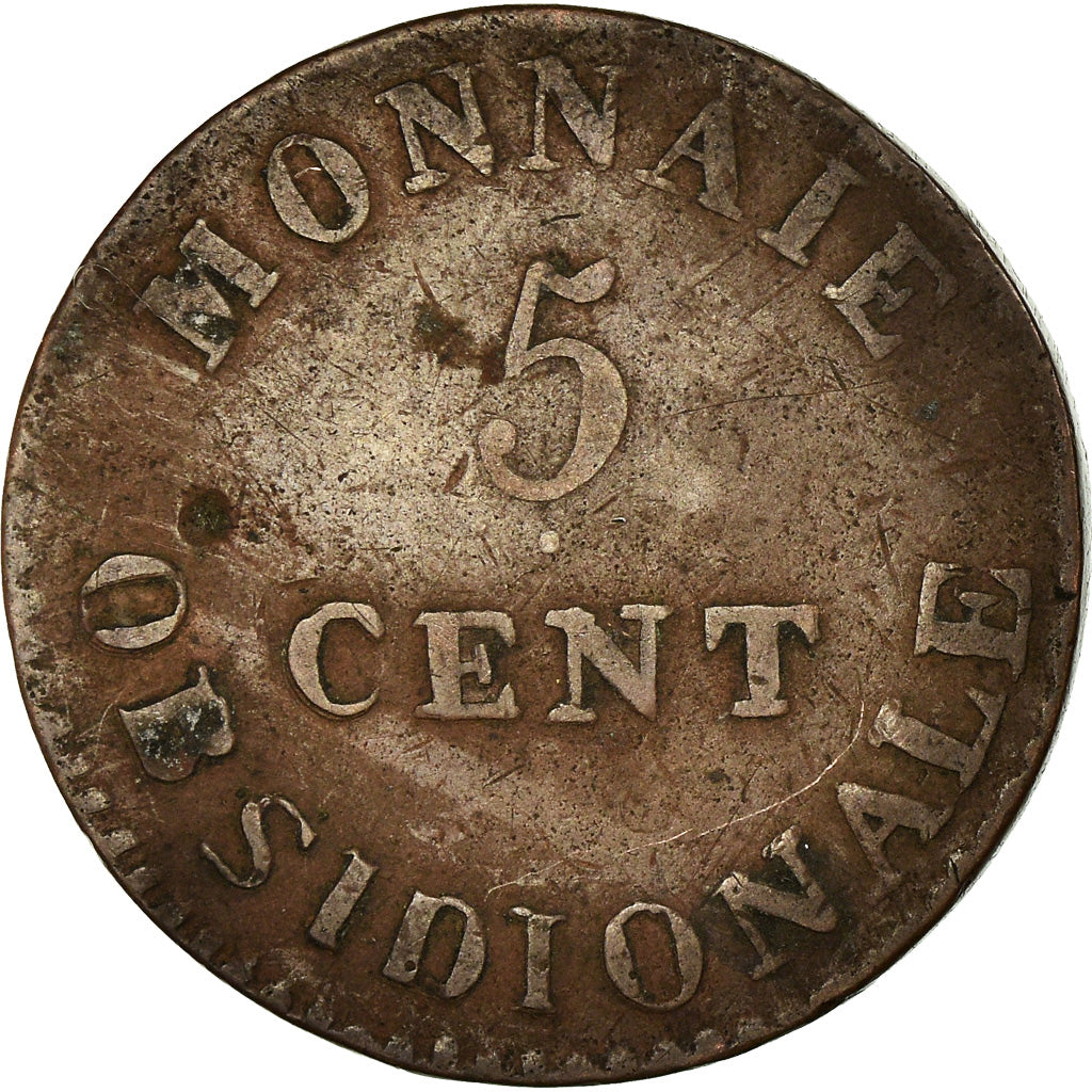 Coin, FRENCH STATES, ANTWERP, 5 Centimes, 1814, Anvers, VF(30-35), Bronze