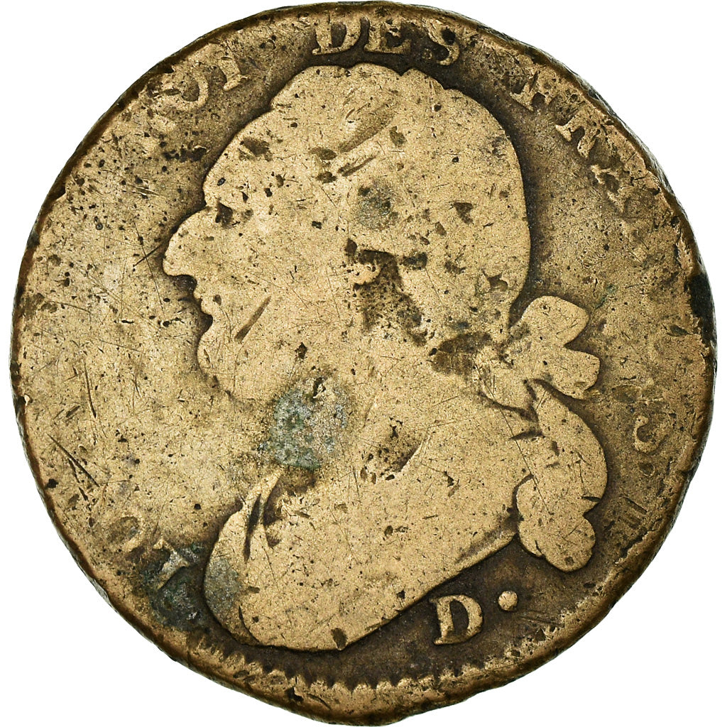 Coin, France, 12 deniers françois, 12 Deniers, 1792, Lyon, VF(20-25), Bronze