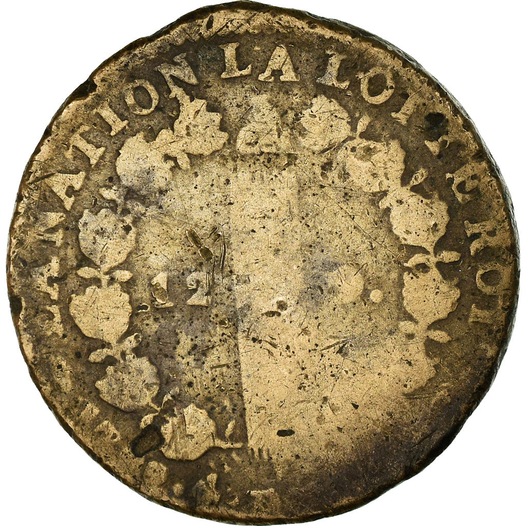 Coin, France, 12 deniers françois, 12 Deniers, 1792, Lyon, VF(20-25), Bronze