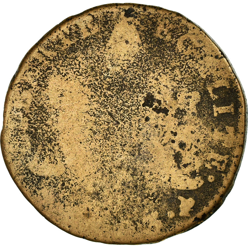 Moneda, Francia, ½ sol aux balances, 1/2 Sol, 1793, La Rochelle, BC, Bronce