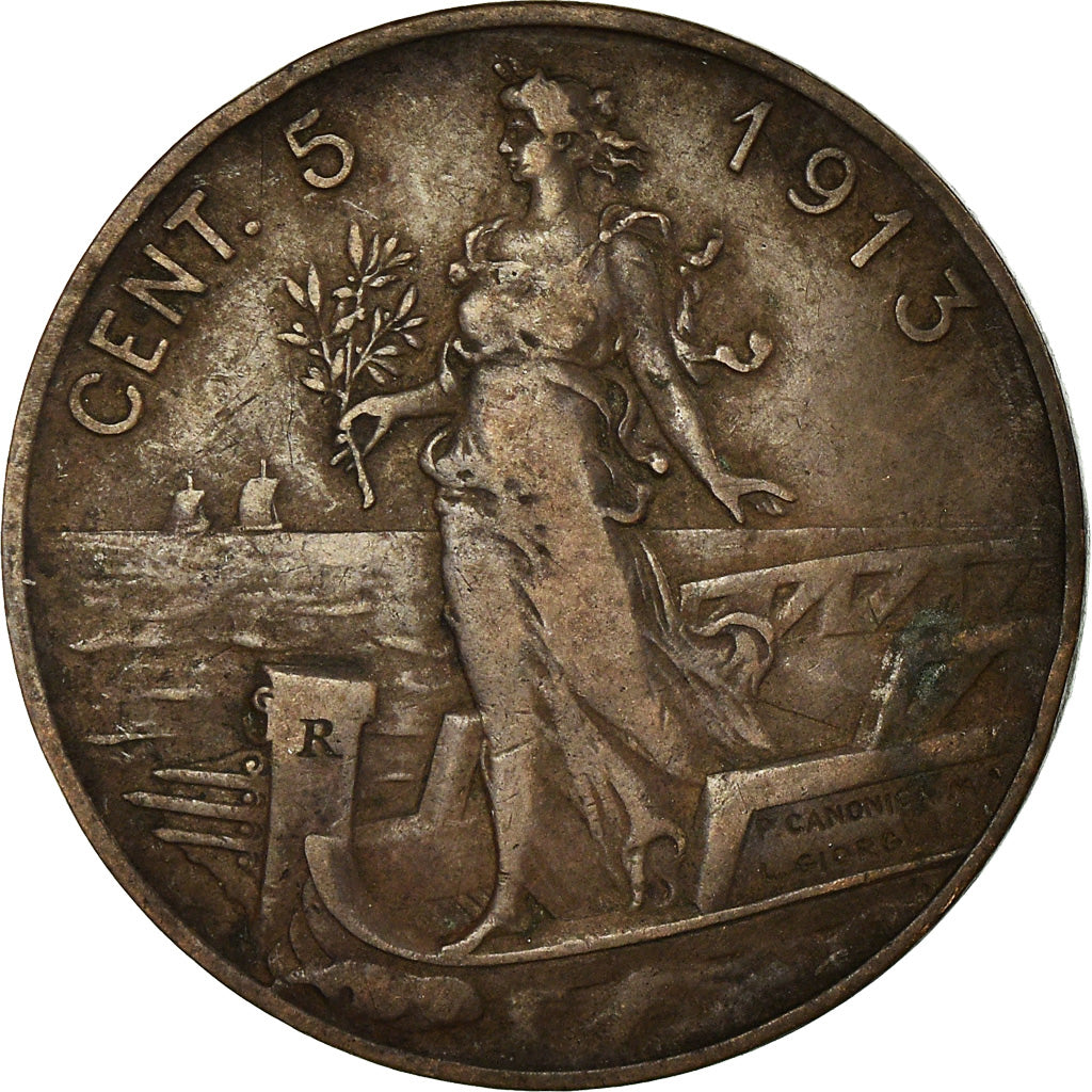 Coin, Italy, Vittorio Emanuele III, 5 Centesimi, 1913, Rome, EF(40-45), Bronze