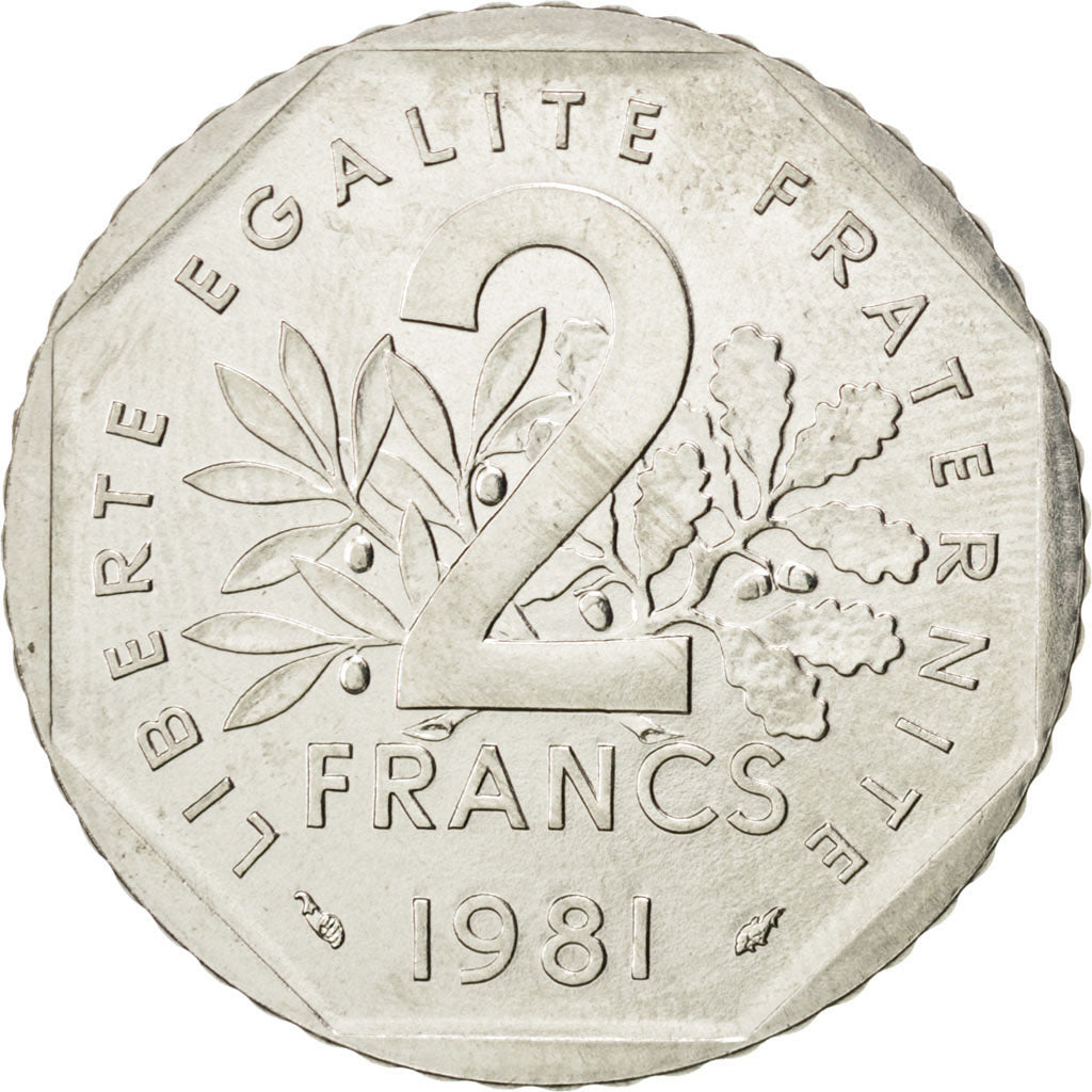 FRANCE, Semeuse, 2 Francs, 1981, KM #942.1, MS(64), Nickel, 26.5, Gadoury #547,.