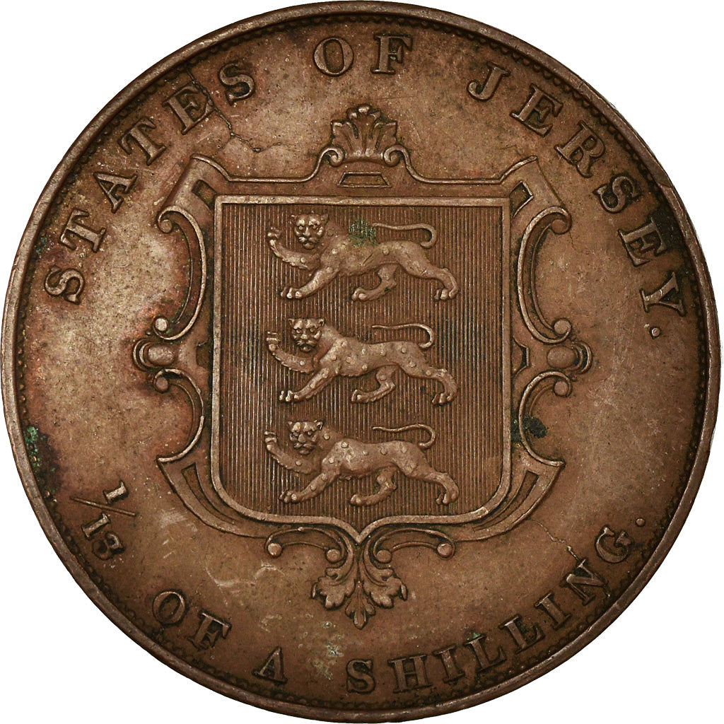 Monnaie, Jersey, Victoria, 1/13 Shilling, 1858, TTB+, Cuivre, KM:3