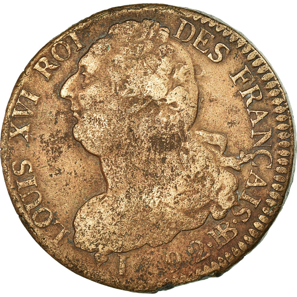 Coin, France, 2 sols français, 2 Sols, 1792, Strasbourg, VF(30-35), Bronze