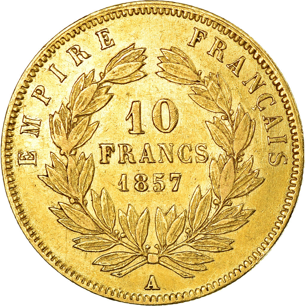 Moneda, Francia, Napoleon III, Napoléon III, 10 Francs, 1857, Paris, MBC+, Oro