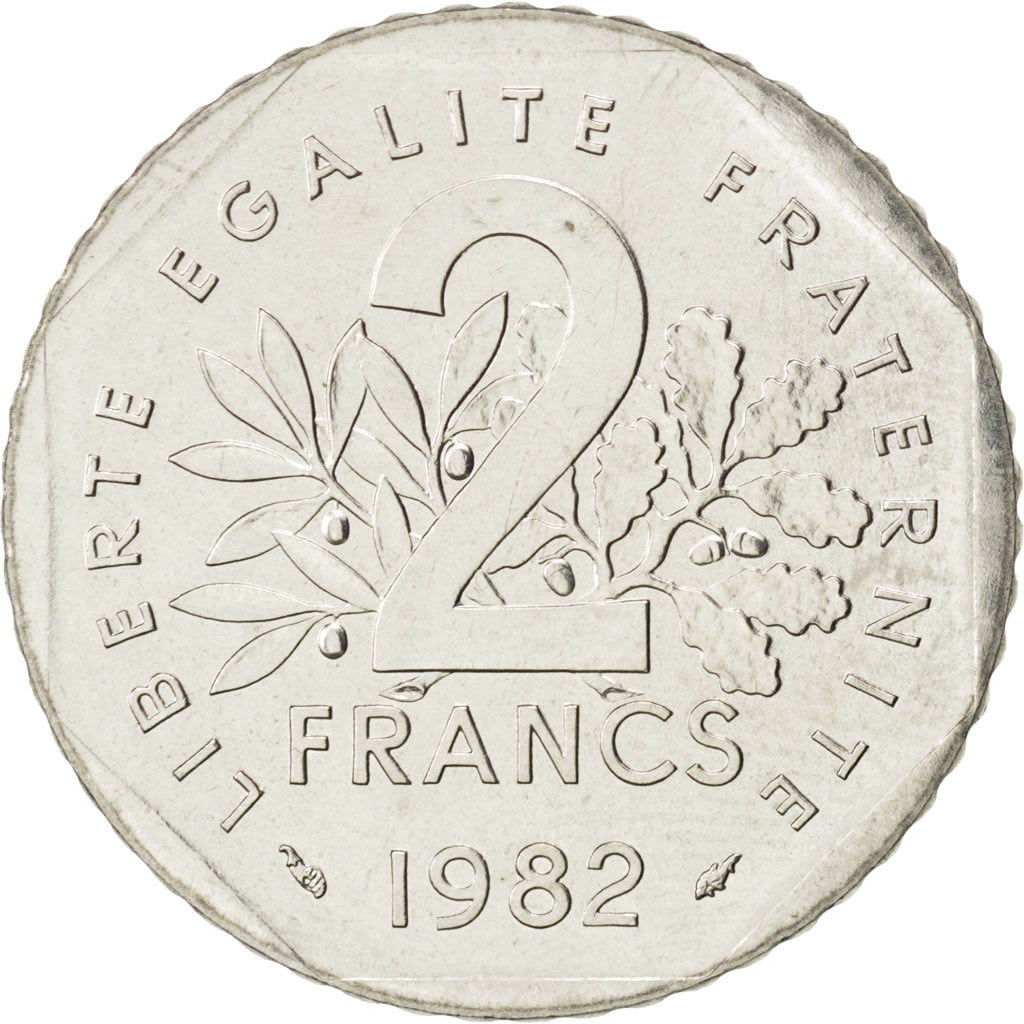 FRANCE, Semeuse, 2 Francs, 1982, KM #942.1, MS(64), Nickel, 26.5, Gadoury #547,.