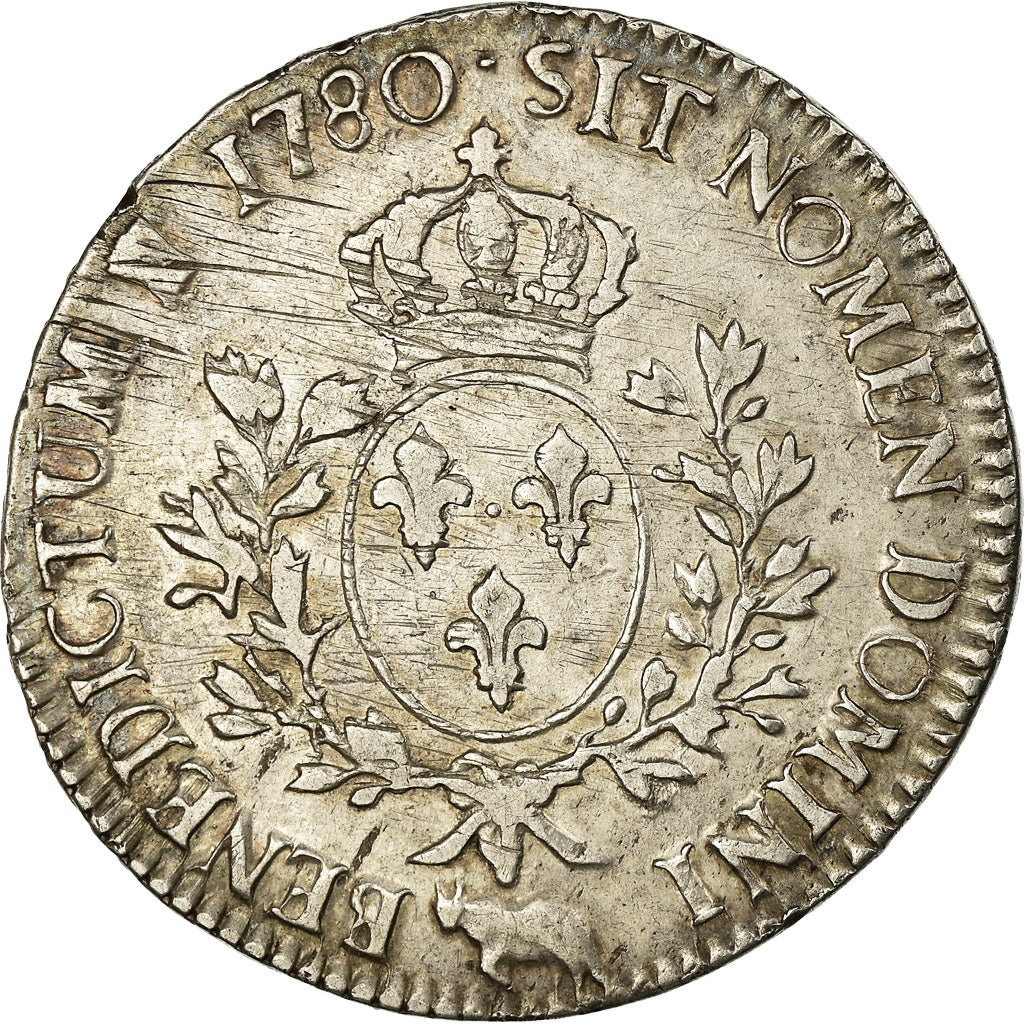 Moneda, Francia, Louis XVI, Écu de Béarn aux branches d'olivier, 1780, Pau