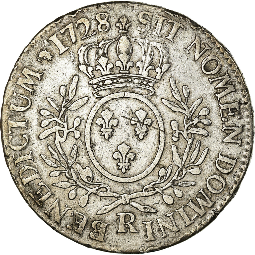Coin, France, Louis XV, Écu aux branches d'olivier, Ecu, 1728, Orléans
