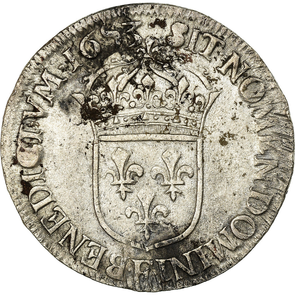 Moneda, Francia, Louis XIV, 1/2 Écu à la mèche longue, 1/2 Ecu, 1653, Angers