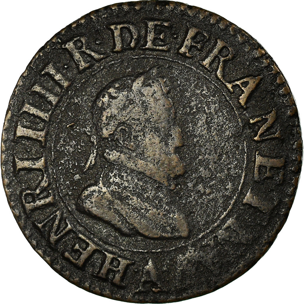 Munten, Frankrijk, Henri IV, Double Tournois, 1605, Paris, FR+, Koper, KM:16.1