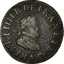 Munten, Frankrijk, Henri IV, Double Tournois, 1605, Paris, FR+, Koper, KM:16.1