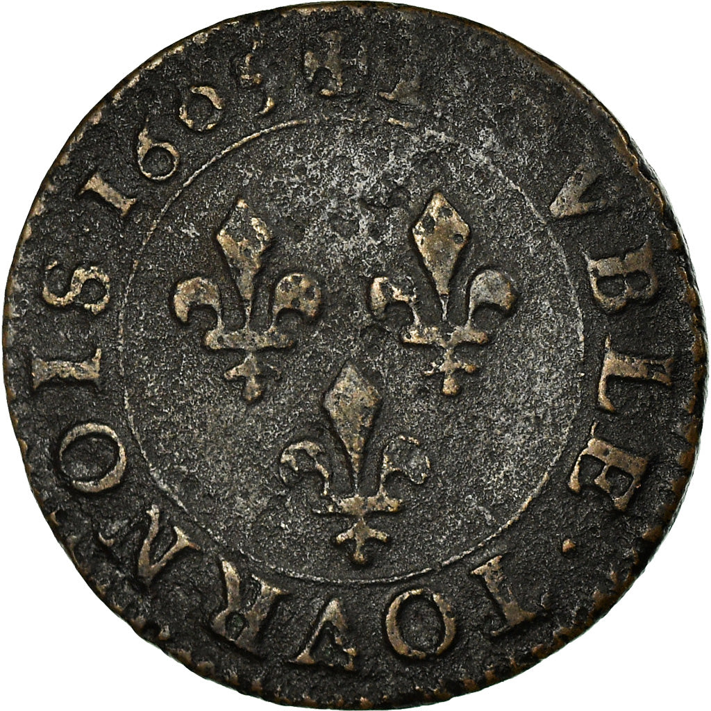 Munten, Frankrijk, Henri IV, Double Tournois, 1605, Paris, FR+, Koper, KM:16.1