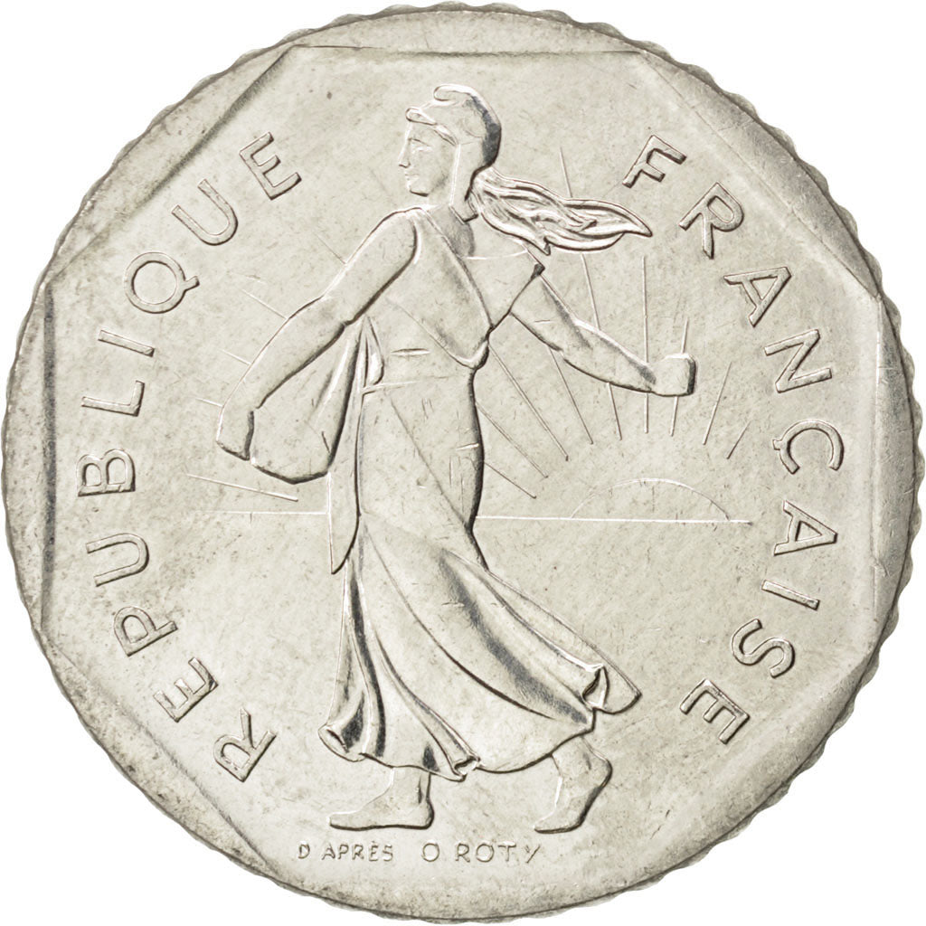 FRANCE, Semeuse, 2 Francs, 1987, KM #942.1, MS(60-62), Nickel, 26.5, Gadoury...