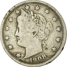 Monnaie, États-Unis, Liberty Nickel, 5 Cents, 1908, U.S. Mint, Philadelphie