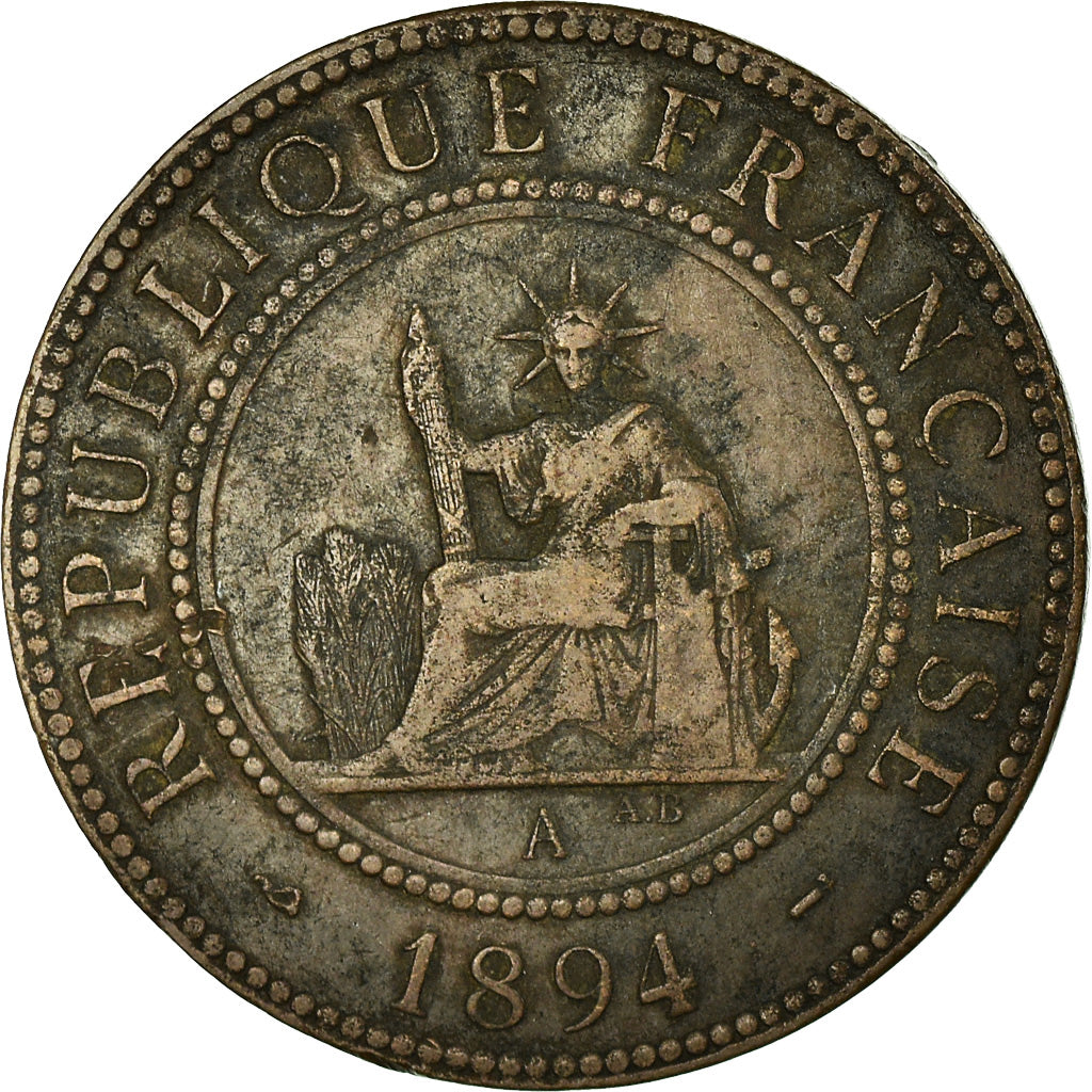 Coin, FRENCH INDO-CHINA, Cent, 1894, Paris, VF(30-35), Bronze, KM:1, Lecompte:45