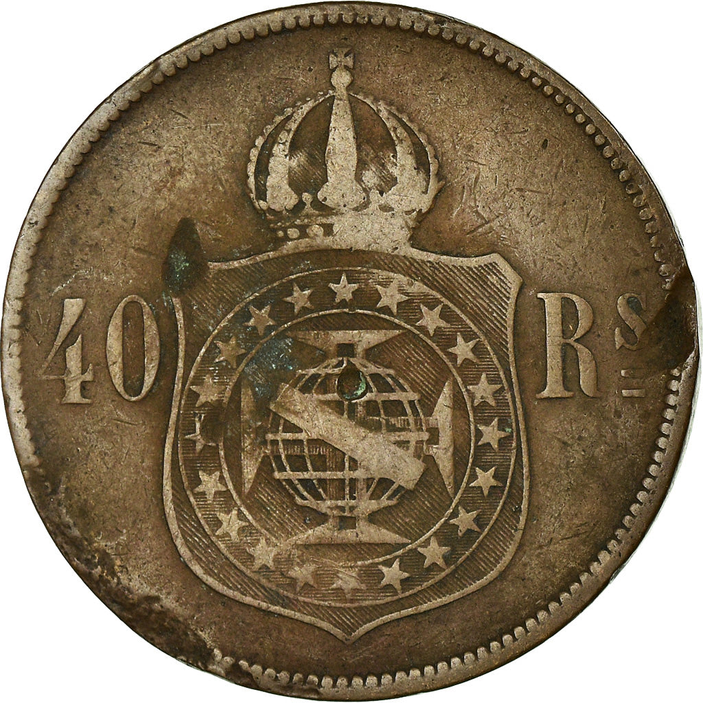 Monnaie, Brésil, Pedro II, 40 Reis, 1874, TB+, Bronze, KM:479