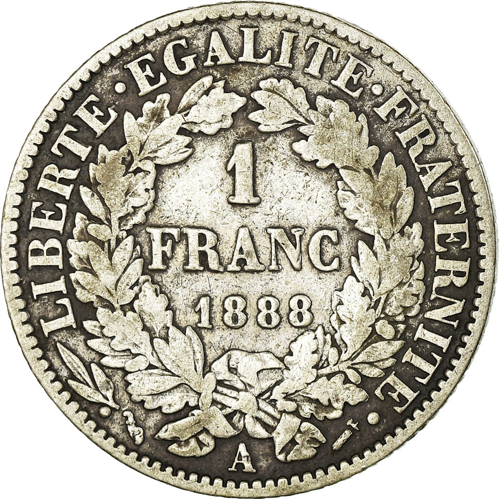 Monnaie, France, Cérès, Franc, 1888, Paris, TB+, Argent, Gadoury:465a