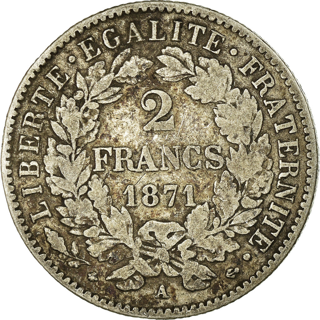 Coin, France, Cérès, 2 Francs, 1871, Paris, EF(40-45), Silver, KM:817.1