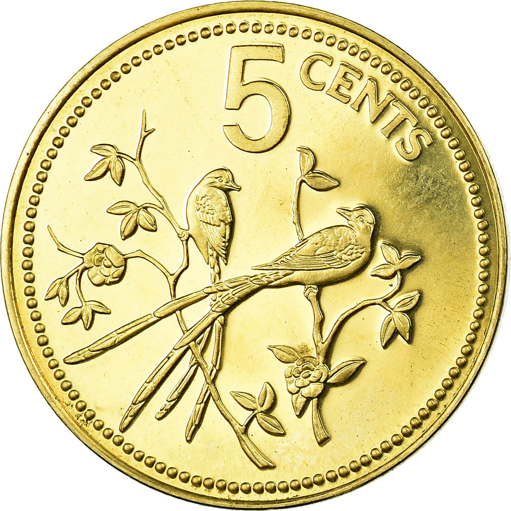 Coin, Belize, 5 Cents, 1975, Franklin Mint, Proof, MS(64), Nickel-brass, KM:47