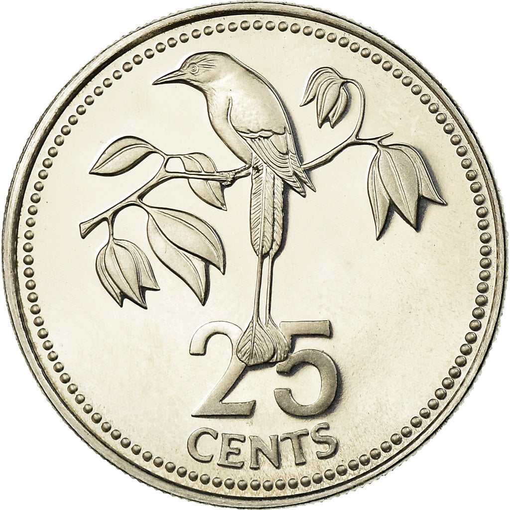 Coin, Belize, 25 Cents, 1975, Franklin Mint, Proof, MS(64), Copper-nickel, KM:49