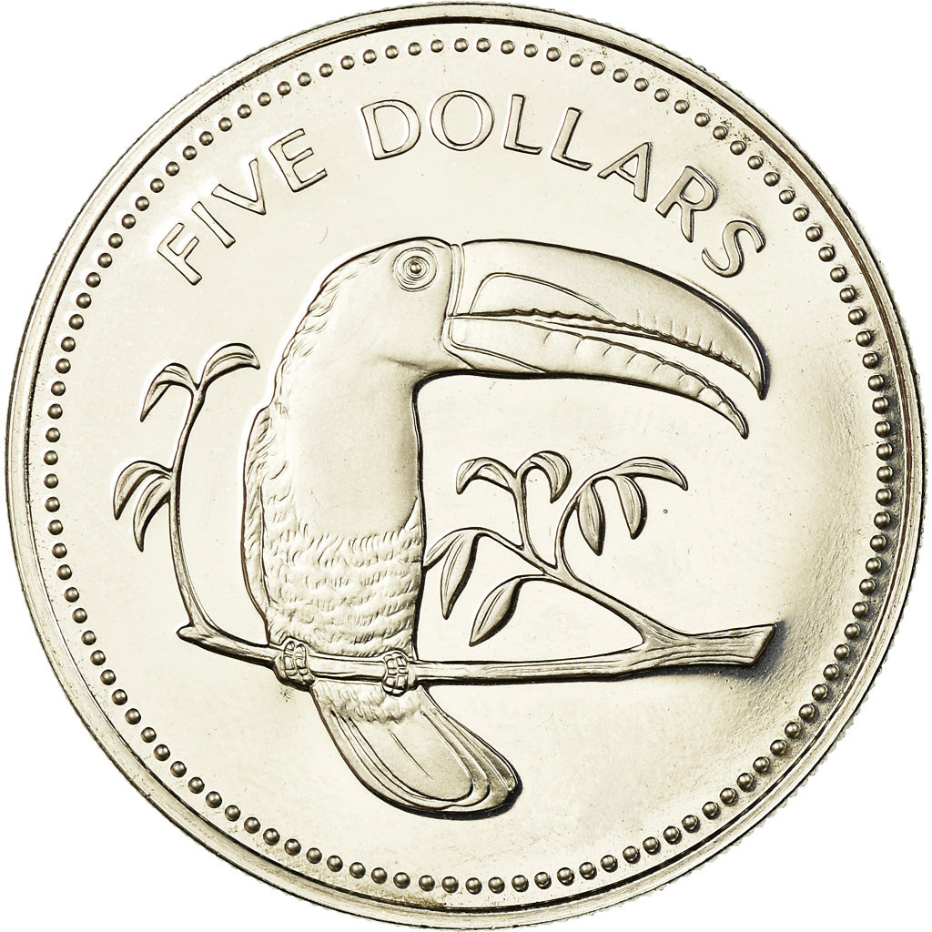 Moneta, Belize, 5 Dollars, 1975, Franklin Mint, Proof, SPL+, Rame-nichel, KM:44