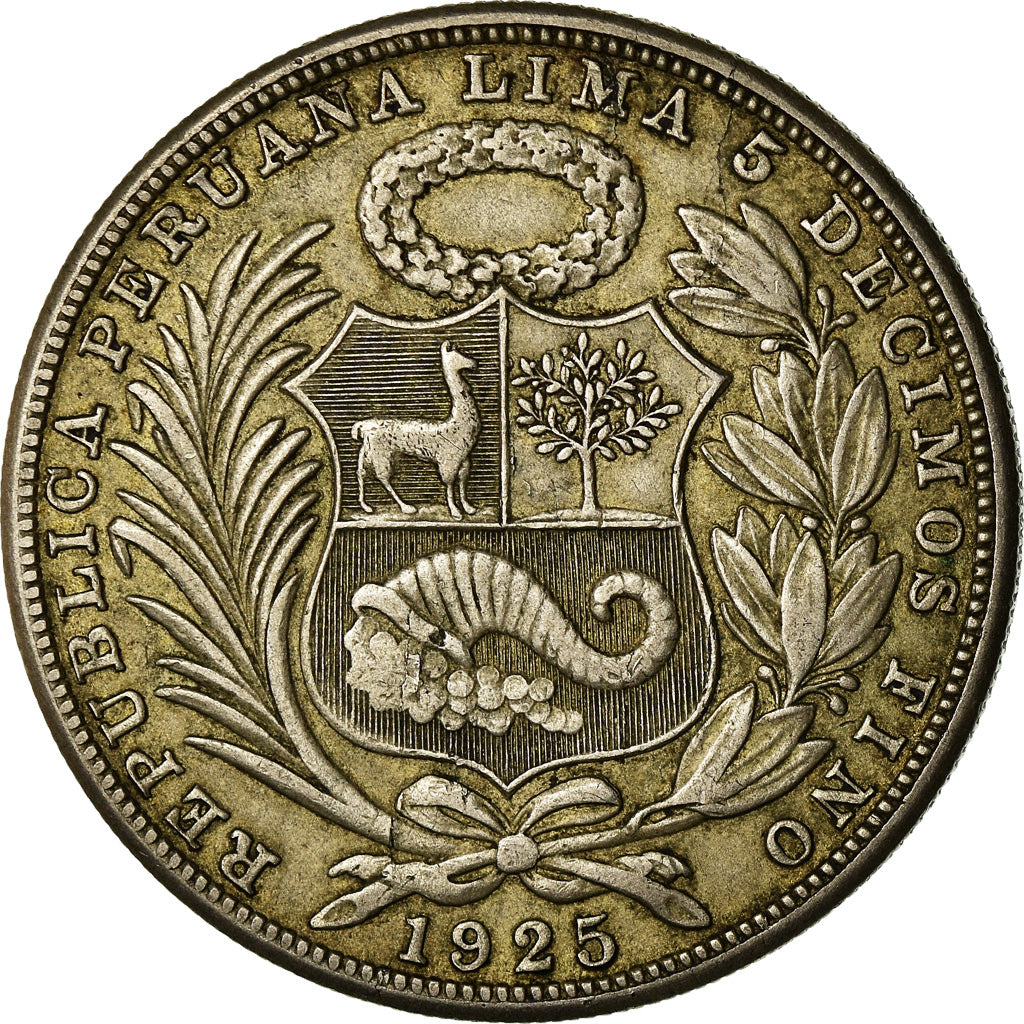 Moneta, Perù, Sol, 1925, Philadelphia, BB, Argento, KM:218.1