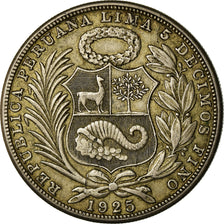 Moneta, Perù, Sol, 1925, Philadelphia, BB, Argento, KM:218.1
