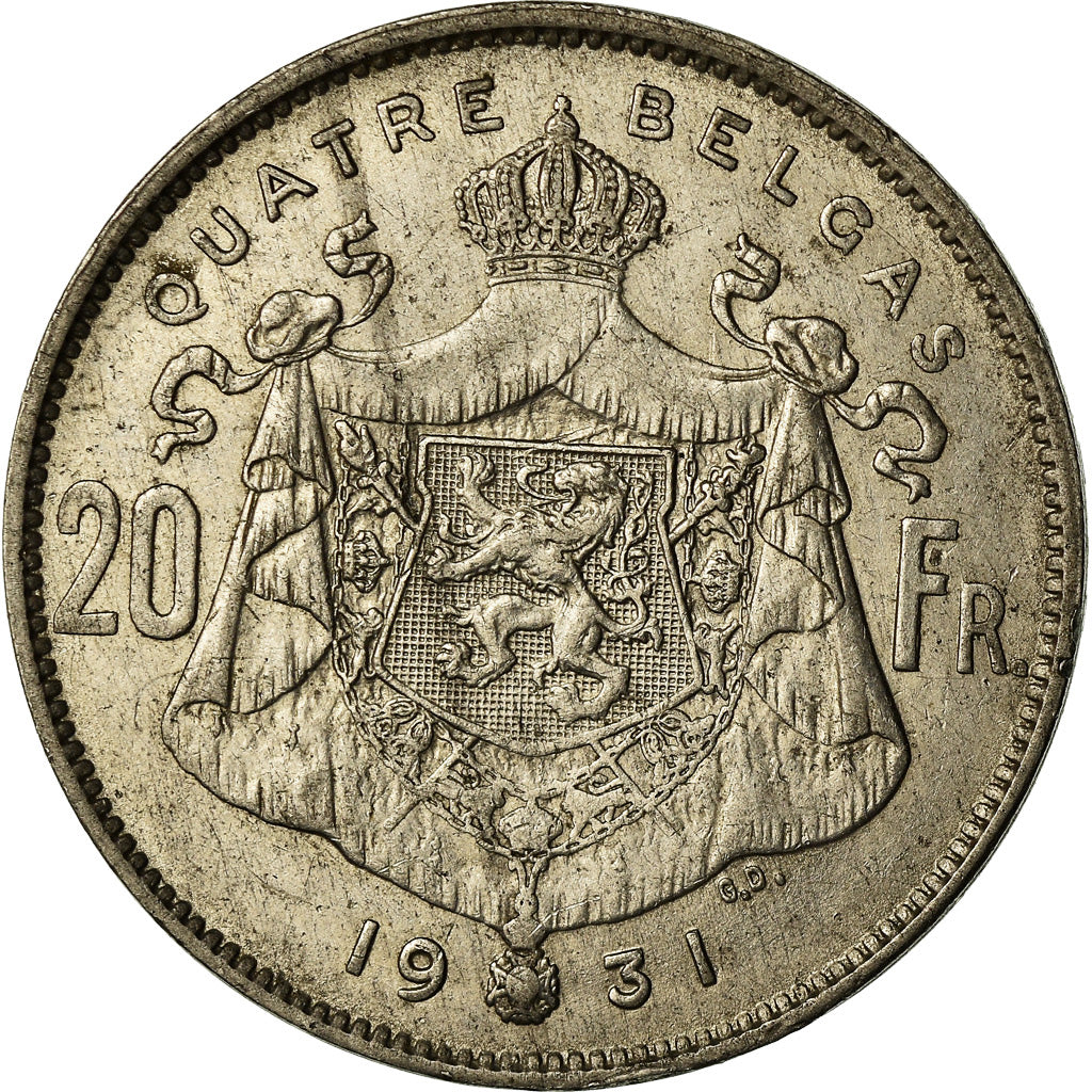 Monnaie, Belgique, 20 Francs, 20 Frank, 1931, TTB, Nickel, KM:101.1