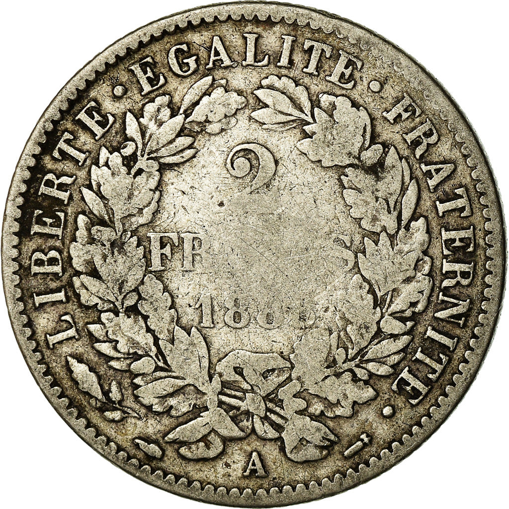 Coin, France, Cérès, 2 Francs, 1888, Paris, VF(20-25), Silver, KM:817.1
