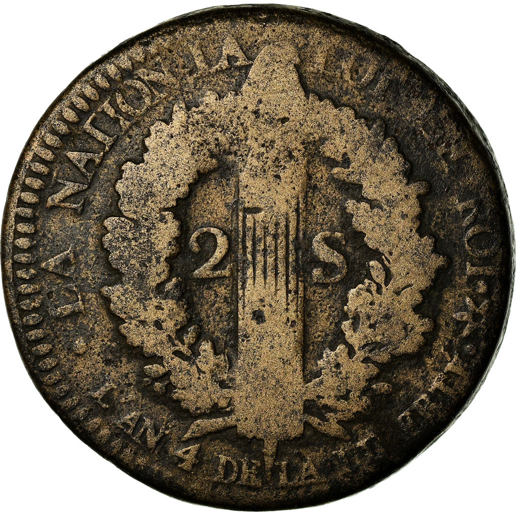 Münze, Frankreich, 2 sols français, 2 Sols, 1792, Strasbourg, SGE+, Bronze