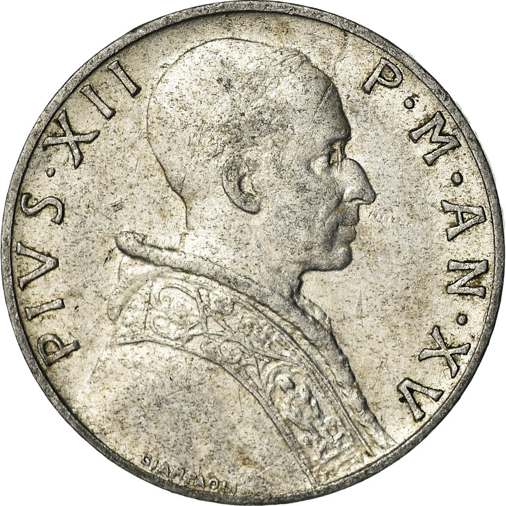 Moneda, CIUDAD DEL VATICANO, Pius XII, 5 Lire, 1953, Roma, MBC+, Aluminio